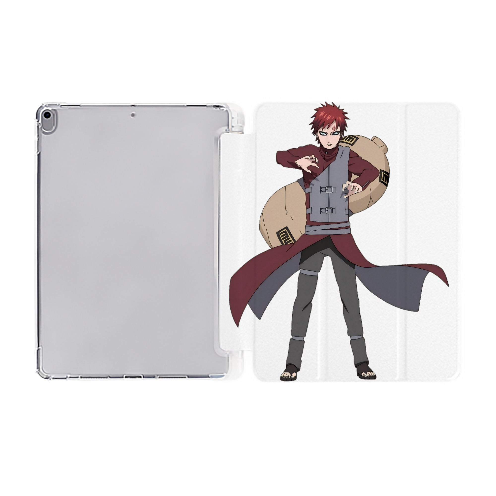 （画像用） NARUTO -ナルト- ガアラ Gaara IPad ケース ペン収納付き 三つ折りスタンド PUレザー×シリコン 対応機種9.5/10.5/10.9インチ
